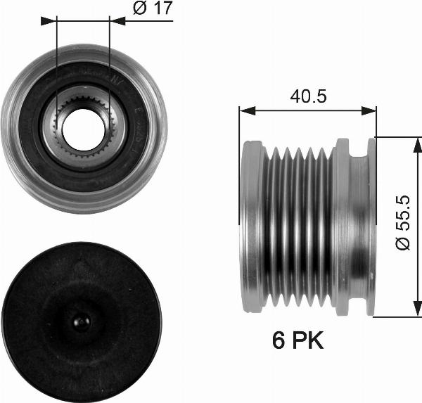 GATES OAP7040 - Ремінний шків, генератор autocars.com.ua