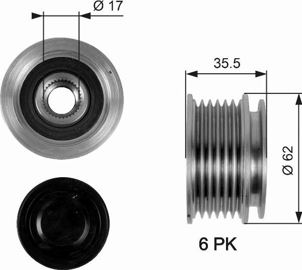 GATES OAP7044 - Ремінний шків, генератор autocars.com.ua
