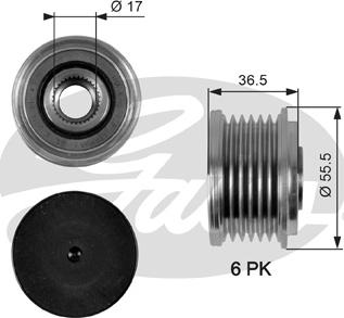 Gates OAP7049 - Шкив генератора, муфта avtokuzovplus.com.ua