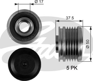 Gates OAP7053 - Шкив генератора, муфта avtokuzovplus.com.ua