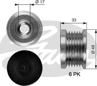 Gates OAP7054 - Шкив генератора, муфта avtokuzovplus.com.ua