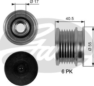 Gates OAP7057 - Ремінний шків, генератор autocars.com.ua