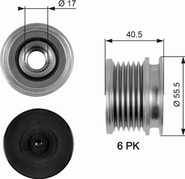 GATES OAP7060 - Ремінний шків, генератор autocars.com.ua