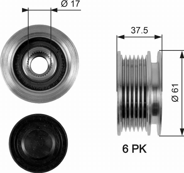 GATES OAP7072 - Ремінний шків, генератор autocars.com.ua