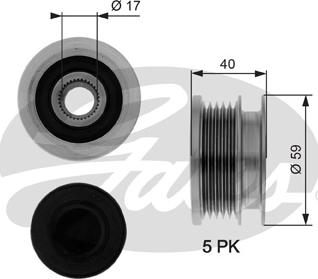 Gates OAP7074 - Шкив генератора, муфта avtokuzovplus.com.ua