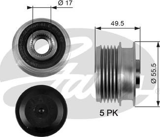 Gates OAP7079 - Шкив генератора, муфта avtokuzovplus.com.ua