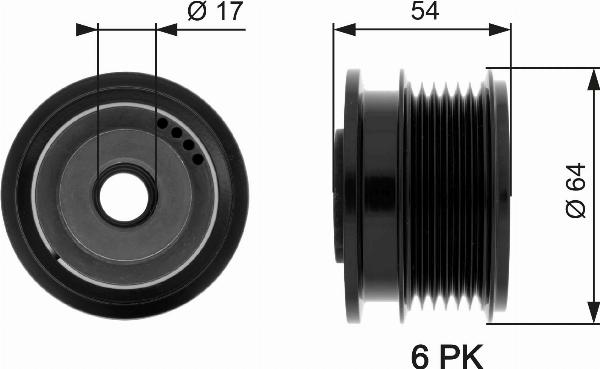 GATES OAP7083 - Ремінний шків, генератор autocars.com.ua