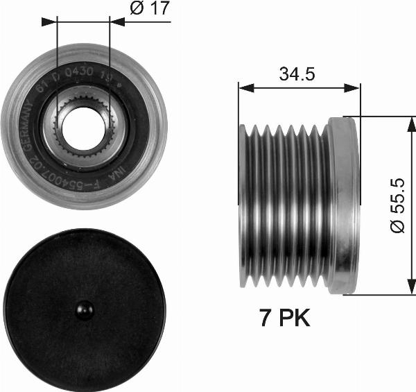 GATES OAP7084 - Ремінний шків, генератор autocars.com.ua