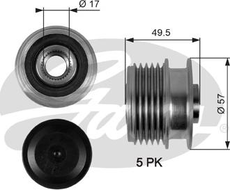 Gates OAP7089 - Шкив генератора, муфта avtokuzovplus.com.ua