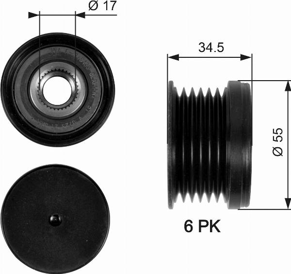 GATES OAP7090 - Ремінний шків, генератор autocars.com.ua