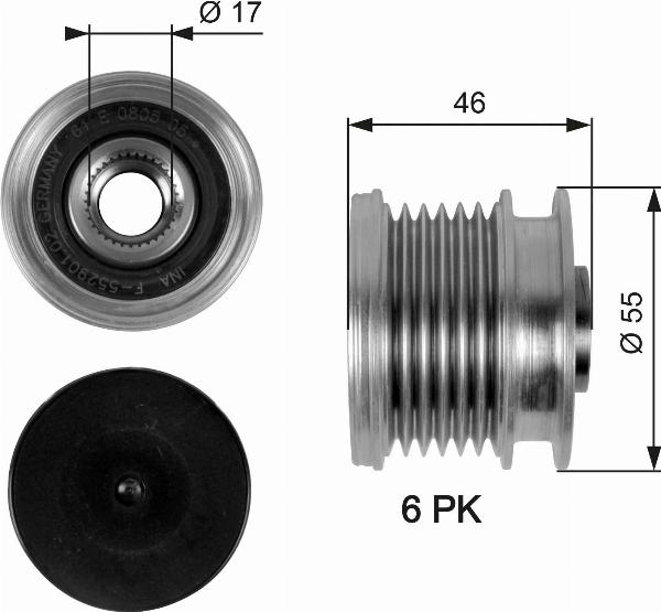 GATES OAP7092 - Ремінний шків, генератор autocars.com.ua