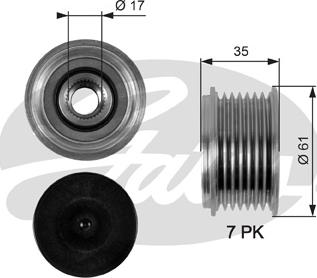 Gates OAP7095 - Шкив генератора, муфта avtokuzovplus.com.ua