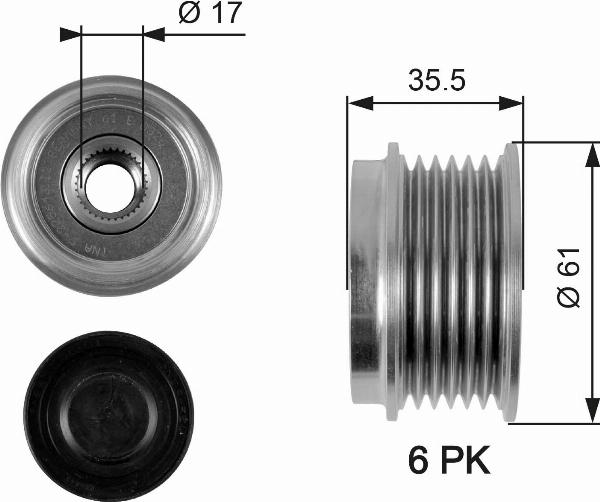 GATES OAP7100 - Ремінний шків, генератор autocars.com.ua