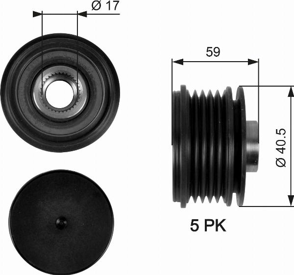 GATES OAP7107 - Ремінний шків, генератор autocars.com.ua