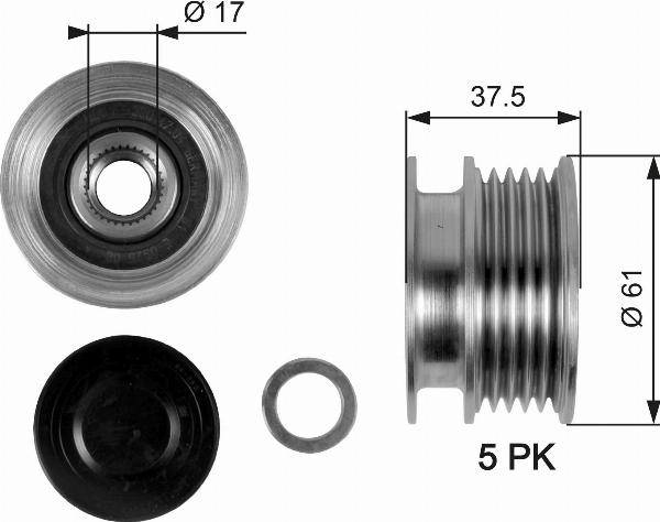 GATES OAP7108 - Ремінний шків, генератор autocars.com.ua