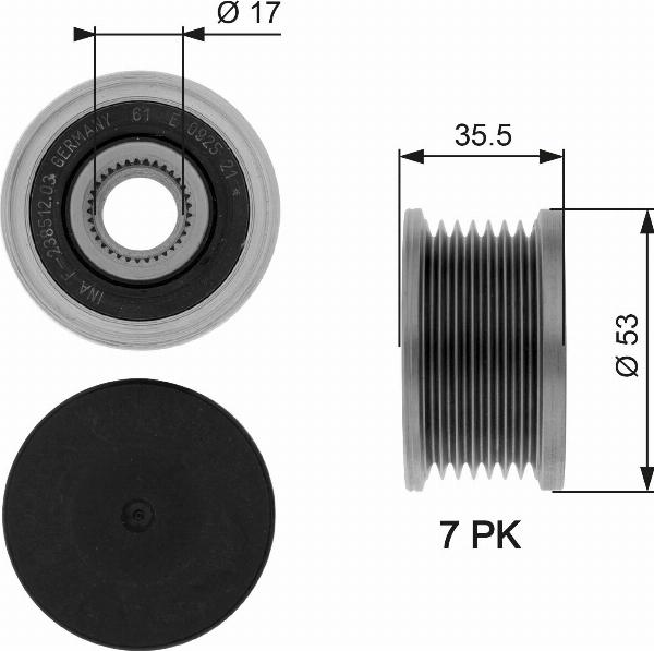 GATES OAP7110 - Ремінний шків, генератор autocars.com.ua