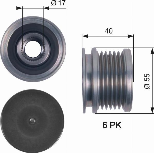 GATES OAP7114 - Ремінний шків, генератор autocars.com.ua