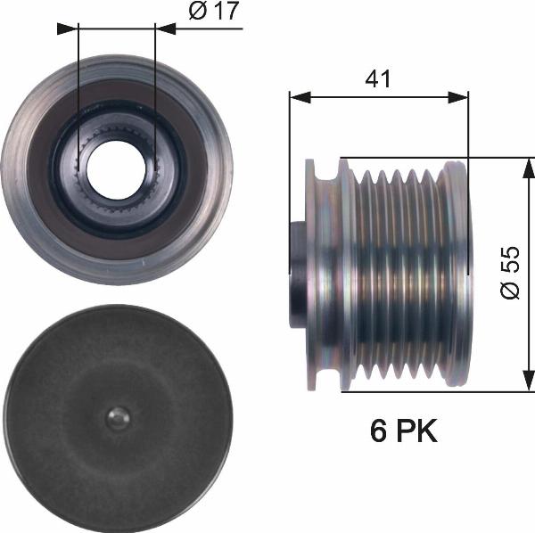 GATES OAP7115 - Ремінний шків, генератор autocars.com.ua