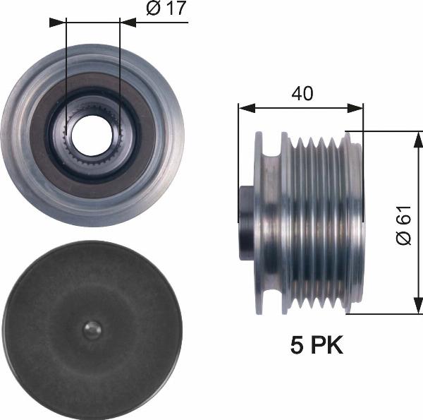 GATES OAP7117 - Ремінний шків, генератор autocars.com.ua