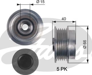 Gates OAP7121 - Шкив генератора, муфта avtokuzovplus.com.ua