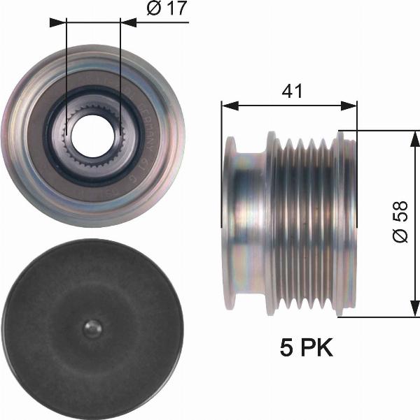 GATES OAP7126 - Ремінний шків, генератор autocars.com.ua