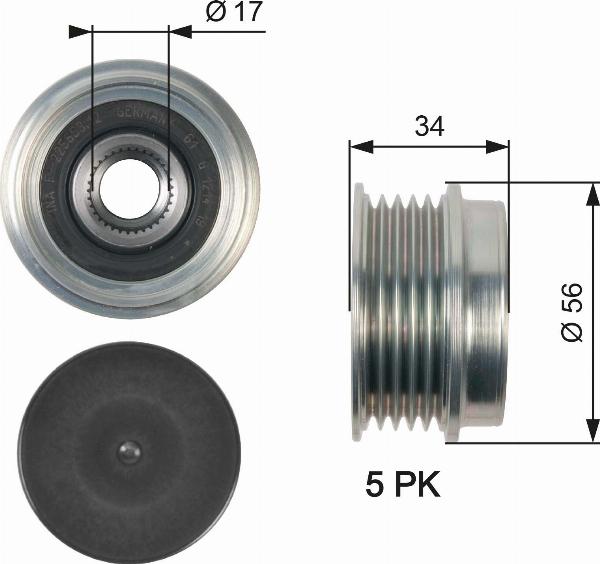 GATES OAP7127 - Ремінний шків, генератор autocars.com.ua