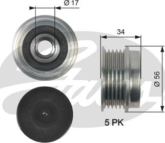 Gates OAP7127 - Шкив генератора, муфта avtokuzovplus.com.ua