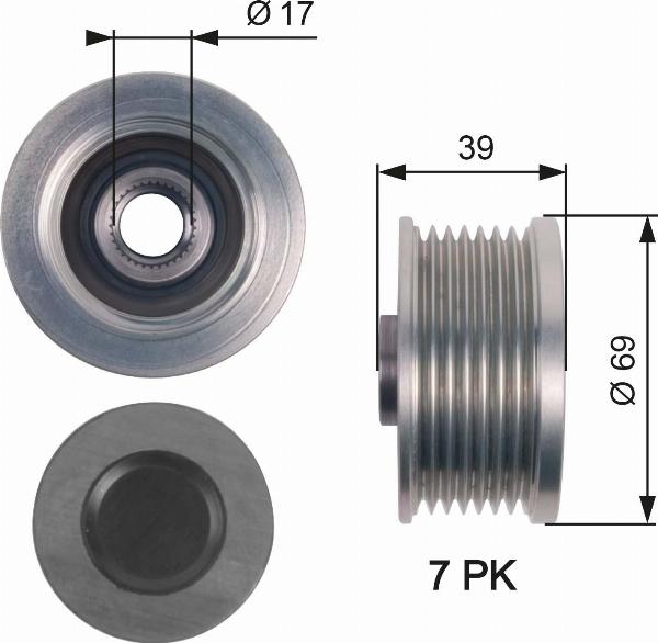 GATES OAP7149 - Ремінний шків, генератор autocars.com.ua