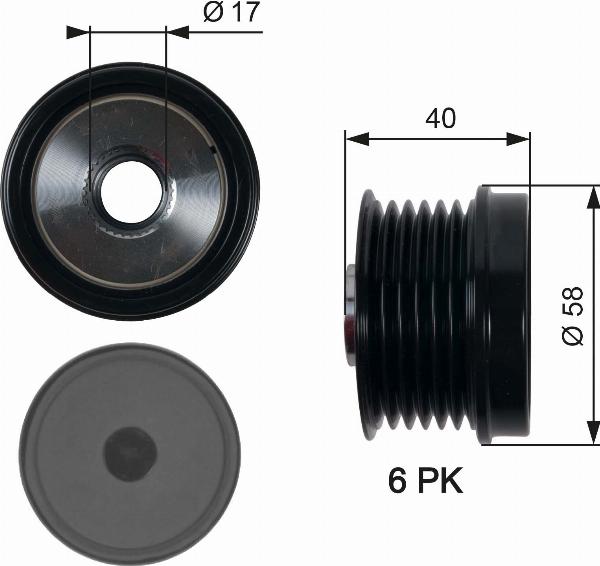 GATES OAP7158 - Ремінний шків, генератор autocars.com.ua