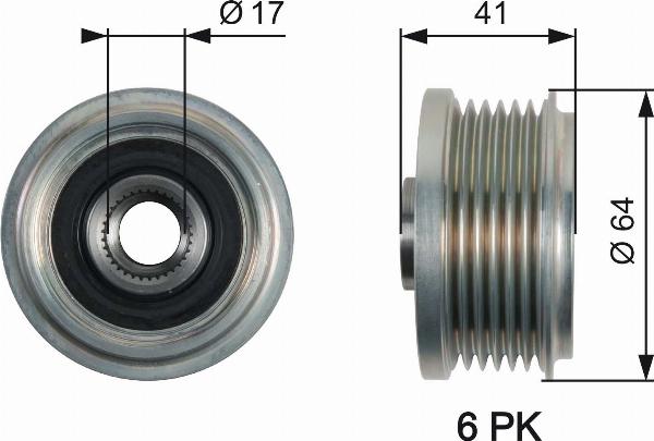 GATES OAP7162 - Ремінний шків, генератор autocars.com.ua