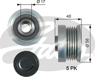 Gates OAP7163 - Шкив генератора, муфта avtokuzovplus.com.ua