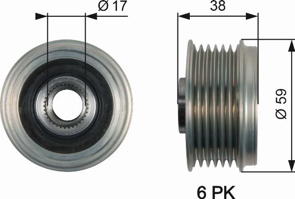 GATES OAP7168 - Ремінний шків, генератор autocars.com.ua