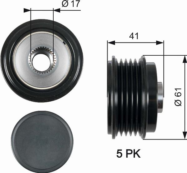 GATES OAP7173 - Ремінний шків, генератор autocars.com.ua
