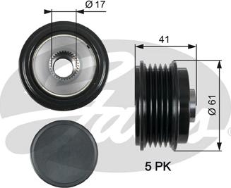 Gates OAP7173 - Шкив генератора, муфта avtokuzovplus.com.ua