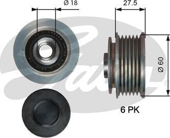 Gates OAP7176 - Шкив генератора, муфта avtokuzovplus.com.ua