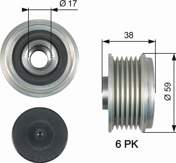 GATES OAP7177 - Ремінний шків, генератор autocars.com.ua