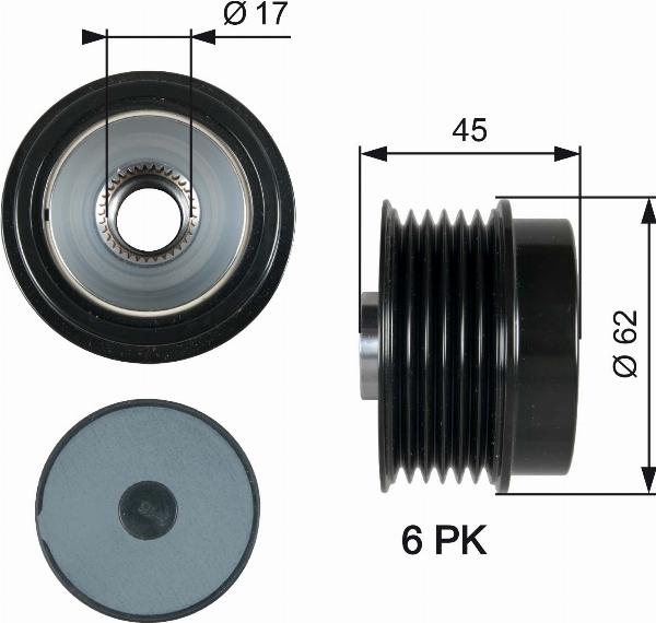 GATES OAP7180 - Ремінний шків, генератор autocars.com.ua