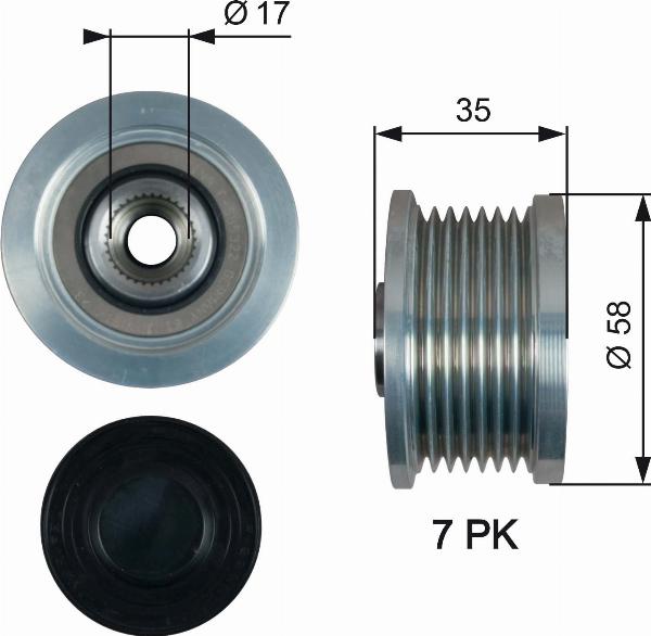 GATES OAP7183 - Ремінний шків, генератор autocars.com.ua