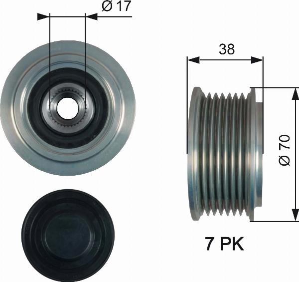 GATES OAP7184 - Ремінний шків, генератор autocars.com.ua