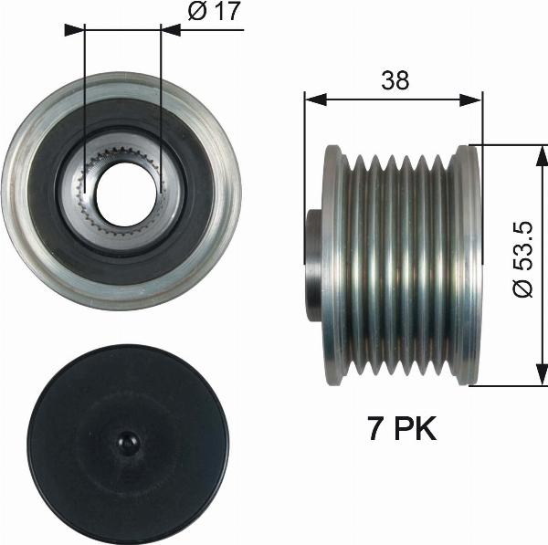 GATES OAP7190 - Ремінний шків, генератор autocars.com.ua