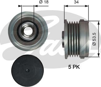 Gates OAP7202 - Шкив генератора, муфта avtokuzovplus.com.ua