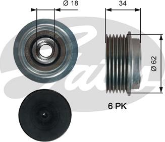 Gates OAP7203 - Шкив генератора, муфта avtokuzovplus.com.ua