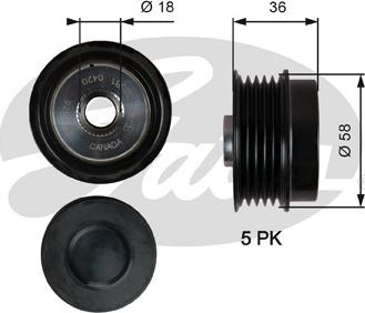 Gates OAP7214 - Шкив генератора, муфта avtokuzovplus.com.ua