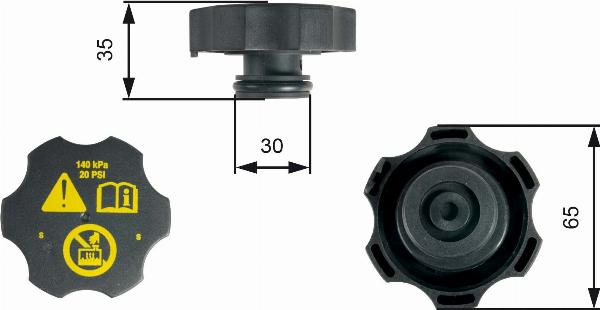 GATES RC249 - Кришка, резервуар охолоджуючої рідини autocars.com.ua