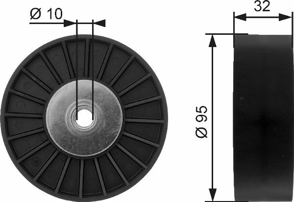 GATES T36135 - Паразитний / провідний ролик, поліклиновий ремінь autocars.com.ua