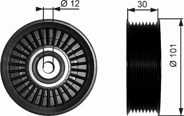 GATES T36170 - Паразитний / провідний ролик, поліклиновий ремінь autocars.com.ua