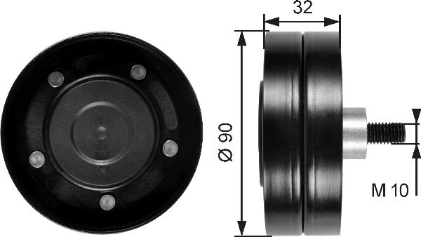 GATES T36187 - Паразитний / провідний ролик, поліклиновий ремінь autocars.com.ua