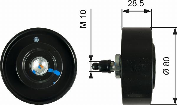 GATES T36334 - Паразитний / провідний ролик, поліклиновий ремінь autocars.com.ua