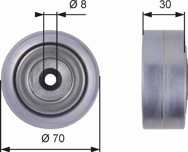 GATES T36386 - Паразитний / провідний ролик, поліклиновий ремінь autocars.com.ua