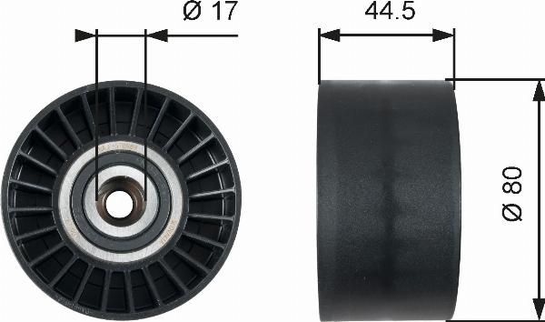 GATES T36509 - Паразитний / провідний ролик, поліклиновий ремінь autocars.com.ua